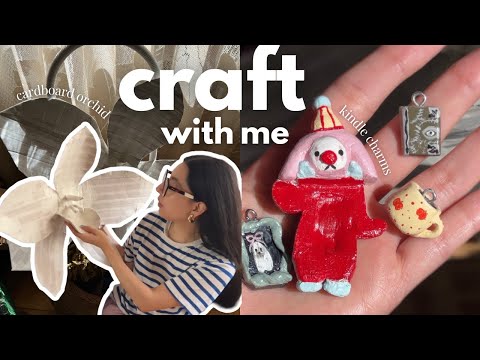 🎨 diy craft vlog | air-dry clay charms, kindle hipper & paper mâché orchid for my book nook 📚