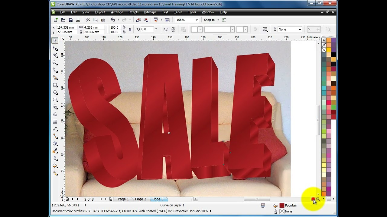Step-129, CorelDraw, 3D SALE Design बनाना सीखें