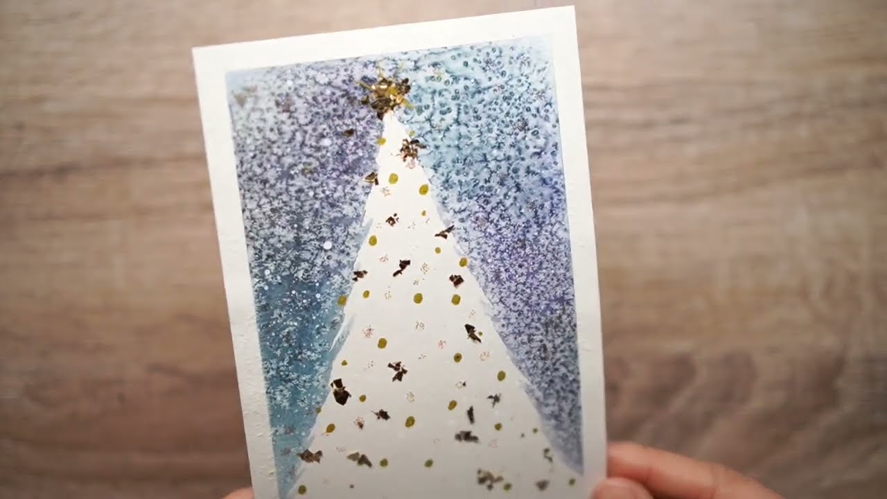 水彩色鉛筆】キラキラ✨ クリスマスカード ▶︎▶︎早送り - YouTube