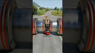 Long Colourful Capsule Buses vs Hydraulic Crush - BeamNG.drive