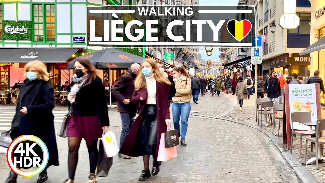 Liège, Belgium 🇧🇪 City of Waffles & Long Staircase Walk 2022 4K-HDR 60FPS Walking Tour (▶48 min)