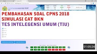 Berikut adalah cuplikan video berisikan tentang pembahasan latihan
soal cpns (simulasi cat bkn) untuk kategori tes intelegensi umu (tiu).
selamat menyaksikan...