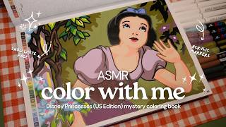 ASMR color with me 🍎 Snow White | Disney Princesses color by numbers book using acrylic markers