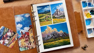 3 Mini Landscape Studies with Watercolor and Gouache | Flunbrato Sketchbook First Impression