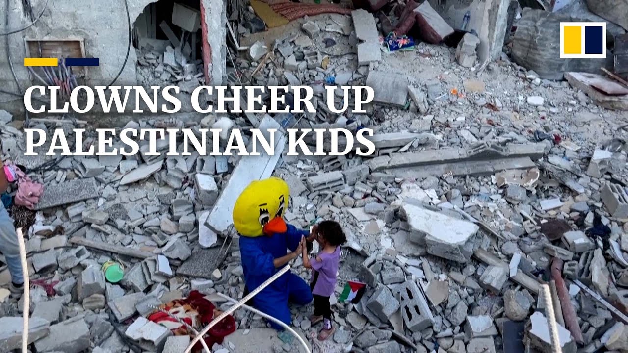 Clowns bring smiles to Palestinian children traumatised by deadly Gaza violence