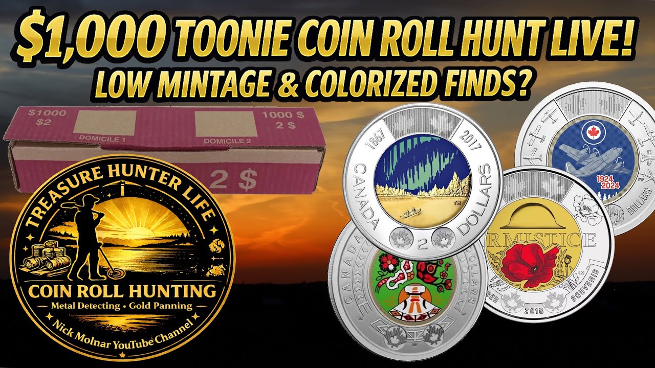 $1,000 Toonie Coin Roll Hunt LIVE! Low Mintage & Colorized Finds?