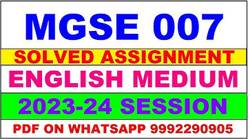 mgse 007 solved assignment 2023-24 | mgse 7 solved assignment in english 2024 | mgse 7 2024
