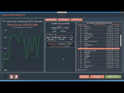 KovaaK's | XY Smooth training 50% Slower | Rank:33 | Score:39,670.578