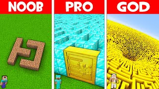 NEW SECRET MAZE BUILD CHALLENGE NOOB vs PRO vs GOD in Minecraft!