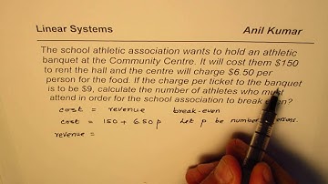 Linear System Test Break Even Point for Banquet Party