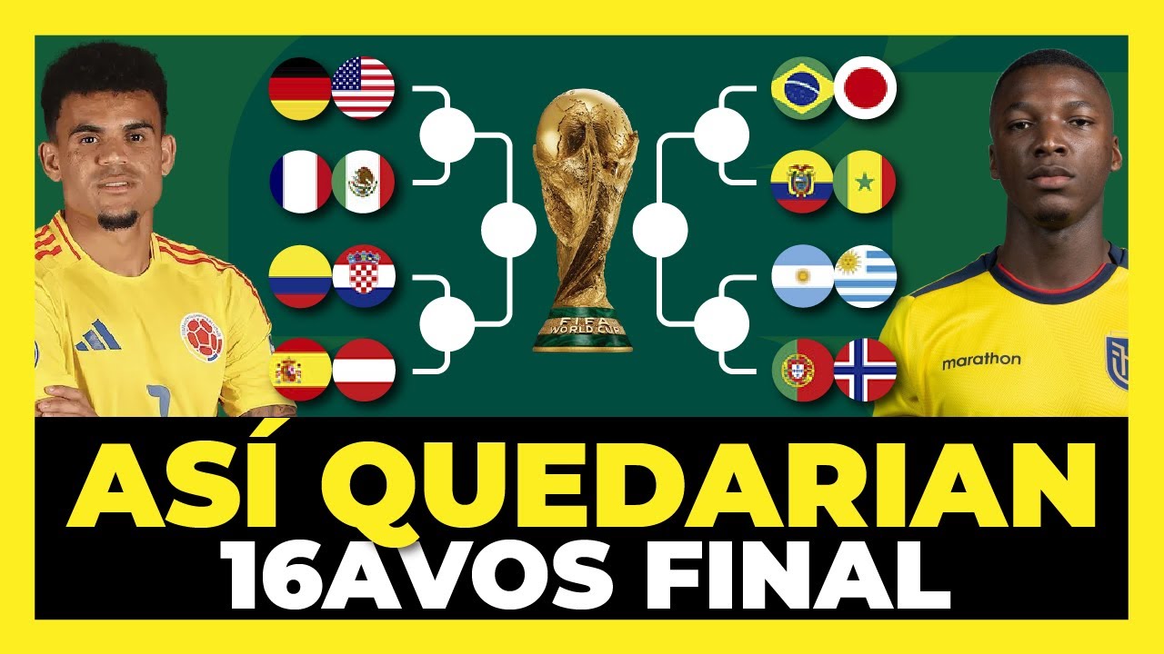 Así quedarían las llaves de 16Avos de Final del Mundial 2026 🇦🇷🇪🇨🇨🇴🇺🇾🇧🇷 ...