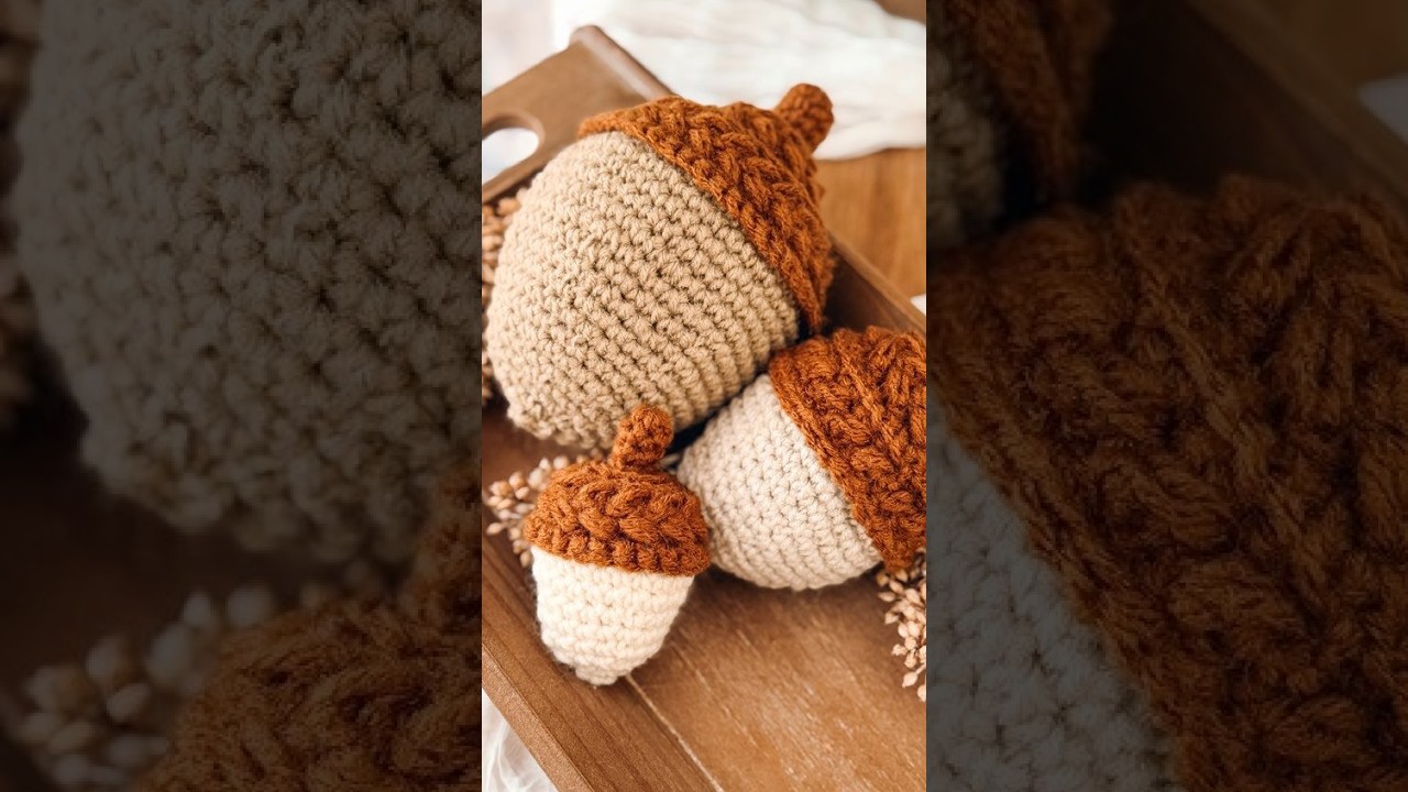 Crochet Acorns in Three Sizes | Wheat Stitch Pattern