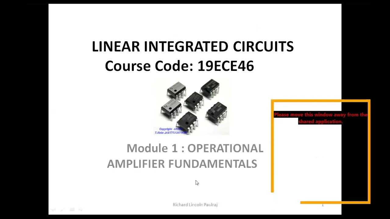 L1 , Module 1,OPERATIONAL AMPLIFIER FUNDAMENTALS , Basics of OP -  AMP , Linear  Integrated Circuits