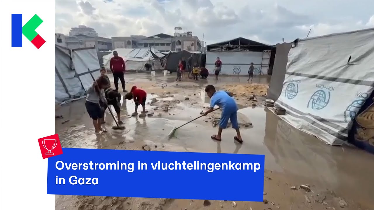 Overstroming in vluchtelingenkamp in Gaza