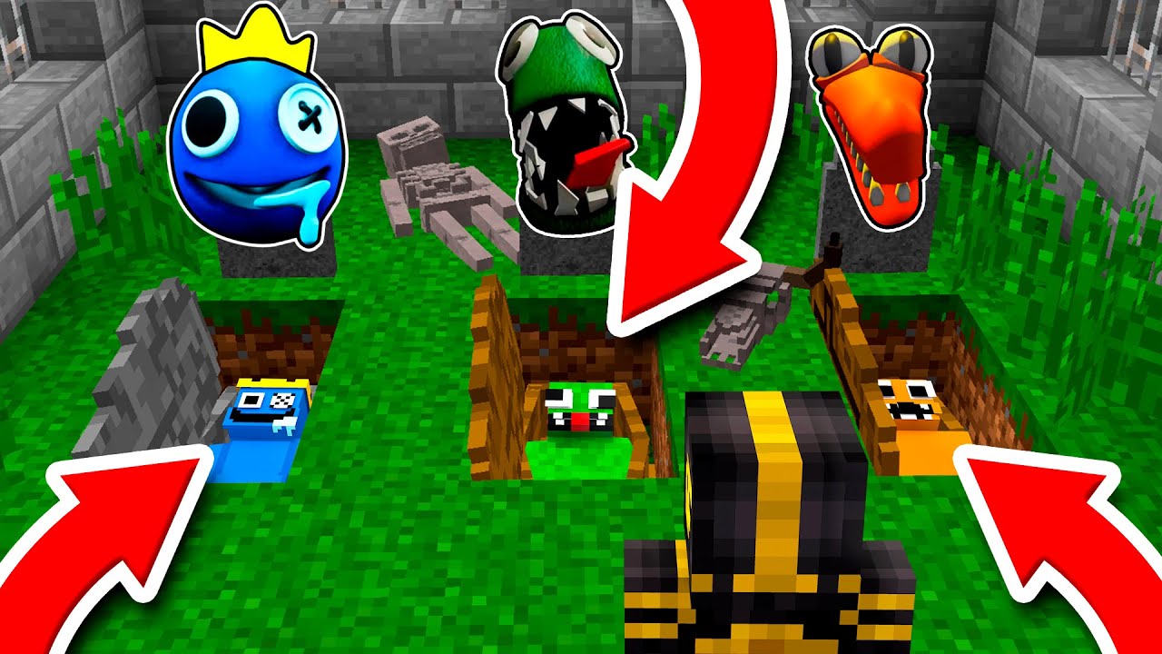 ENCUENTRO LA TUMBA DE BLUE, GREEN Y ORANGE RAINBOW FRIENDS EN MINECRAFT 😱