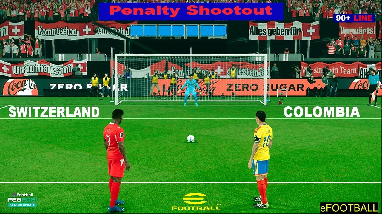 SWITZERLAND vs COLOMBIA | PENALTY SHOOTOUT Simulation | eFOOTBALL  All Goals | ePES 21
