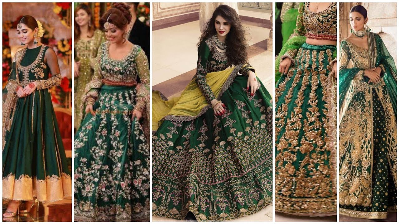 Stunning 50+ Green Colour Combination Ideas for Bridal Dresses/Suits||Embroidered Green Collection