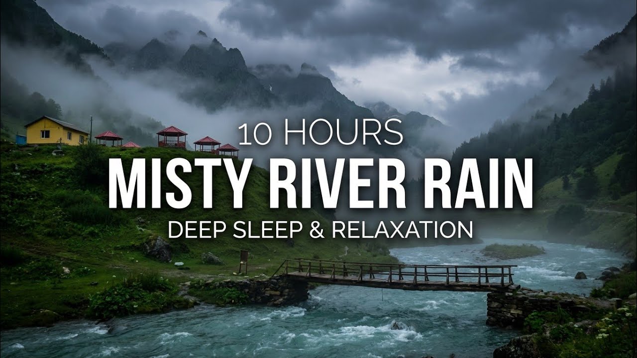 Deep Sleep in a Misty Mountain River | Soft Rain & Frog Sounds | 3 Hours Nature Ambience