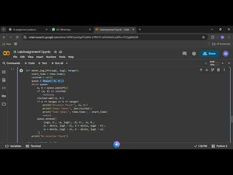 Water Jug Problem using BFS and DFS in Python | Artificial Intelligence