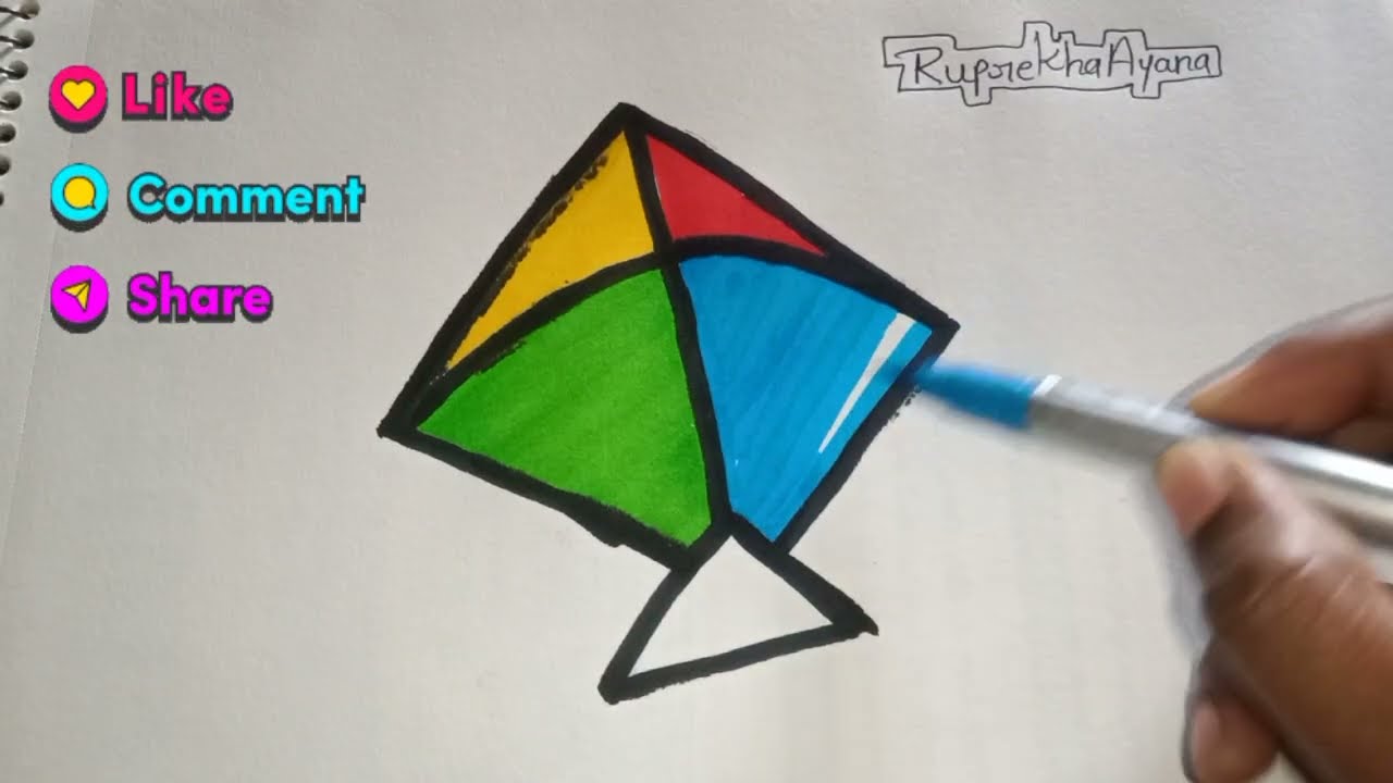 How To Draw A Kite 🪁 । Kite Drawing । Easy Drawing Step By Step । Drawing For Begginer Students 🥰