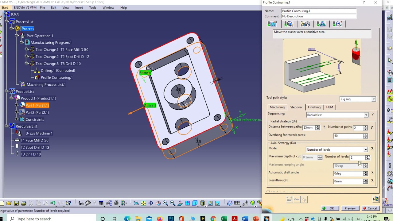 Prismatic machining (milling _ Profile contouring) CATIA V5 Part 4