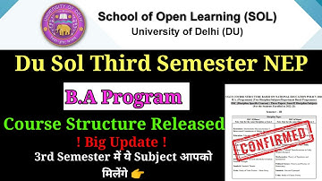 Du sol 3rd semester NEP B.A program course structure 2023 || Sol B.A program 3rd semester subjects