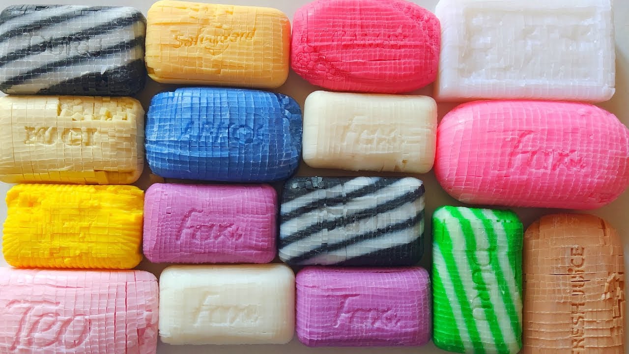 ASMR soap cubes 💜 Crushing soap boxes with starch 💜 Stress Relief ASMR | Colorful Soap Cutting 🌈🧼