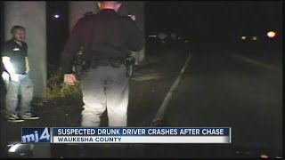 Suspected drunk driver crashes after chase in Waukesha