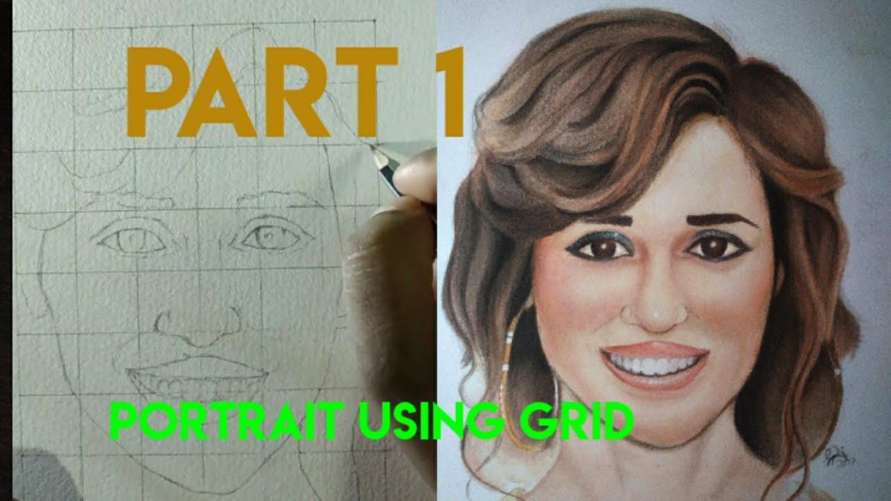 how to draw face using grid method from mobile part 1 | watercolor ...