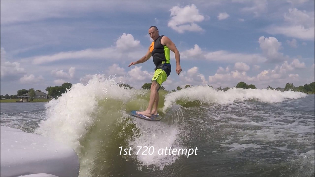 Alex wake surfing 720 attempts fail 4 2 17 YouTube