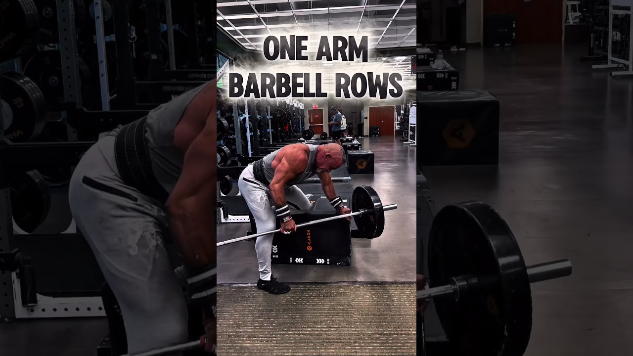 BACK THICKNESS… ONE ARM BARBELL ROWS #muscle #motivation #workout