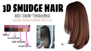 3D Hair Tutorial | Smudge 3d hair via Sketchbook Pro 4.0 screenshot 2