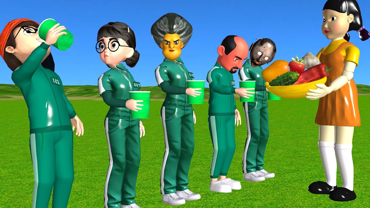 Squid Game vs Scary Teacher 3D Spicy Bitter Level Max 5 Times Challenge Miss T vs 4 Neighbor Loser