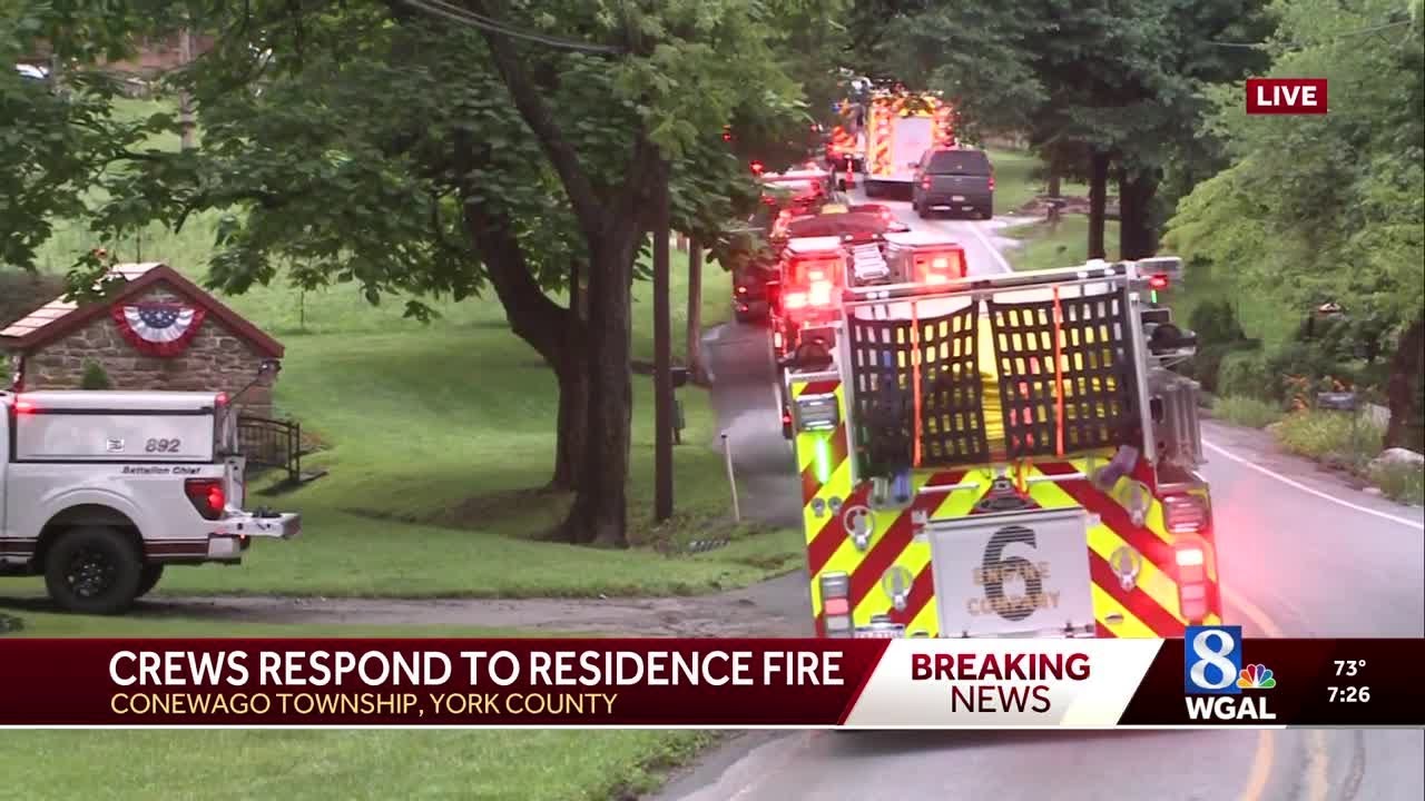 Dozens of crews respond to York County residential fire - YouTube