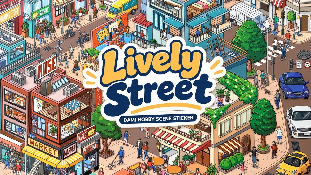 [ASMR] Lively Street 🏙️ | 3D Scene Sticker DIY | 활기찬 거리 꾸미기 - YouTube