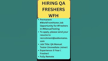 Hiring QA | Freshers| WFH | Manual Testing| shorts