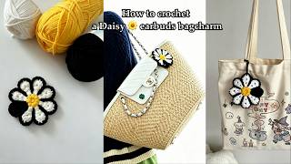 How to Crochet a Daisy earbuds pouch 🌼 | Beginner Friendly +  Handmade gift Idea 💼