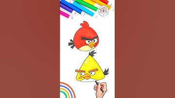 Angry Birds Drawing Tutorial | How to Draw Angry Birds Easy 🌈🐦😠 #forkids #angrybirds #shorts