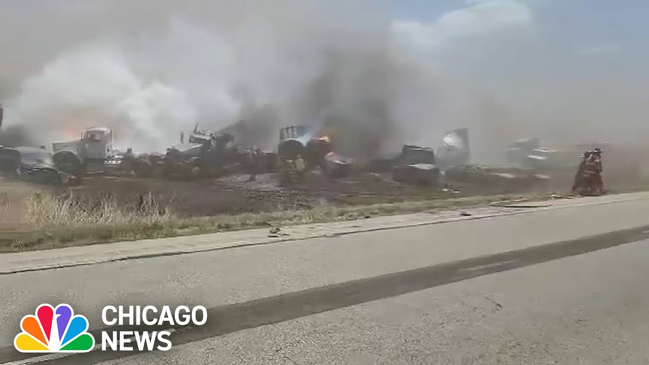Chaotic Scene From Massive Pileup Amid Dust Storm in South-Central Illinois