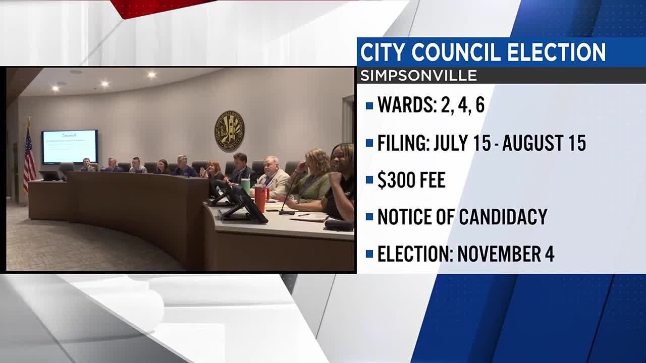 Filing period to open for candidates running for Simpsonville city council seats