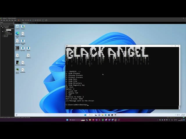 Black Angel kernel mode rootkit demo class=