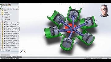 Animation and assembly Radial Engine in SolidWorks