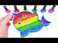 Mixing rainbow Slime Gitter with shark pool | Toddler Learning Video