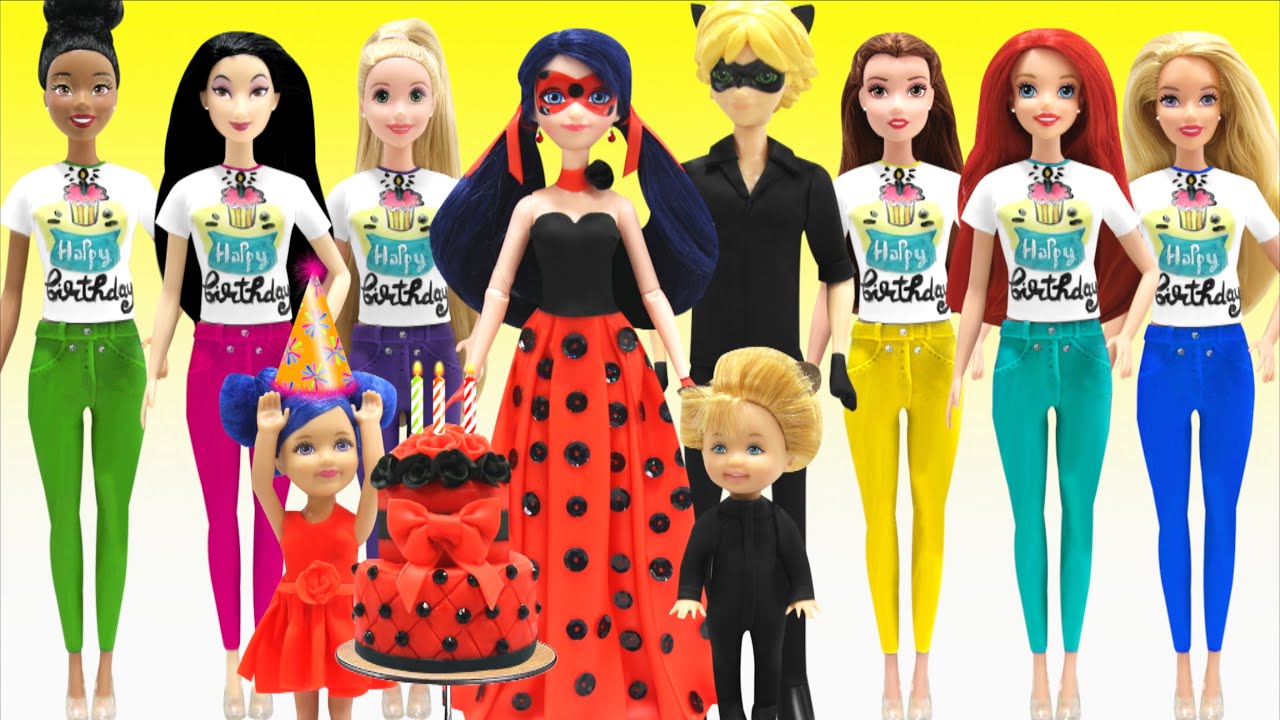 Play Doh Disney Princesses Belle Ariel Tiana Ladybug Cat Noir Birthday Party Outfits games people play