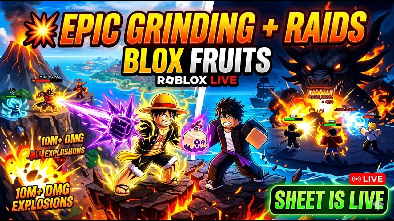 💥 EPIC Grinding + Raids | Blox Fruits Roblox Live - YouTube