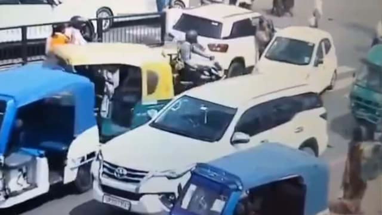 CCTV Video Lucknow Cop Driving On Wrong Side Slaps Colonel In Front Of Wife And Daughter