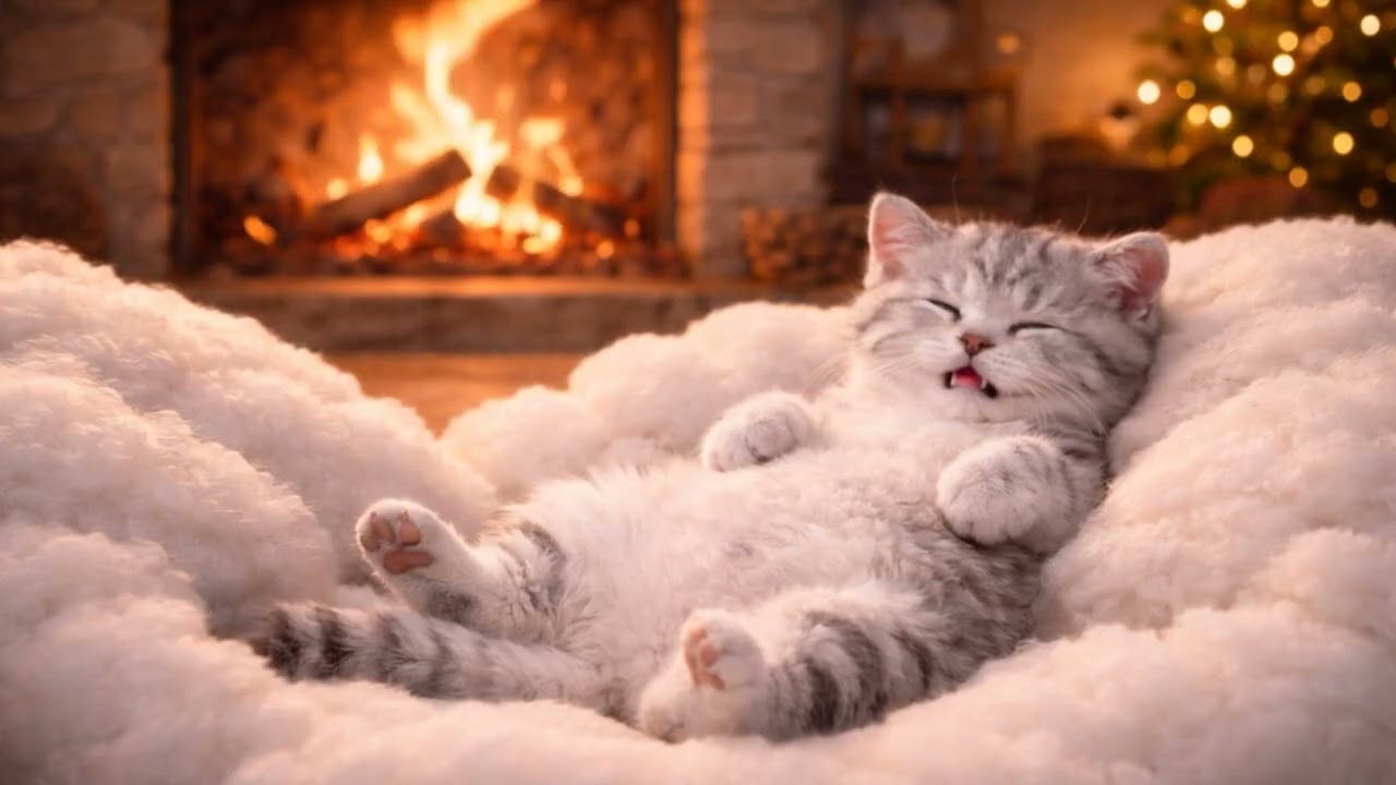 Fireplace Sounds & Cat Purring 🔥🐱 Deep Sleep White Noise (10 Hours)