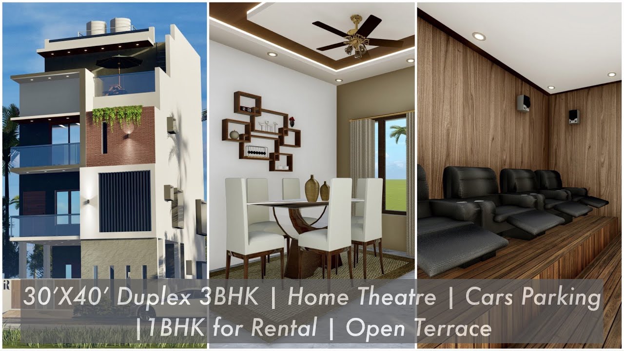 30X40 Feet Duplex House Design with Interiors | 1200 Sqft House plan ...