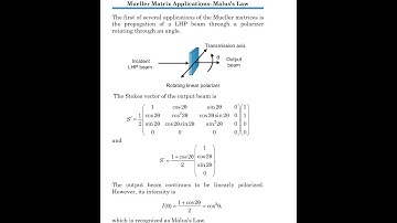 Mueller Matrix Applications: Malus’s Law proof