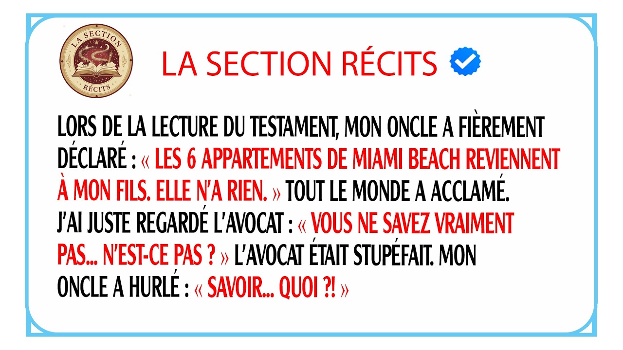 Mon oncle m a exclue de l héritage pour son fils mais j ai découvert son secret et tout récupéré